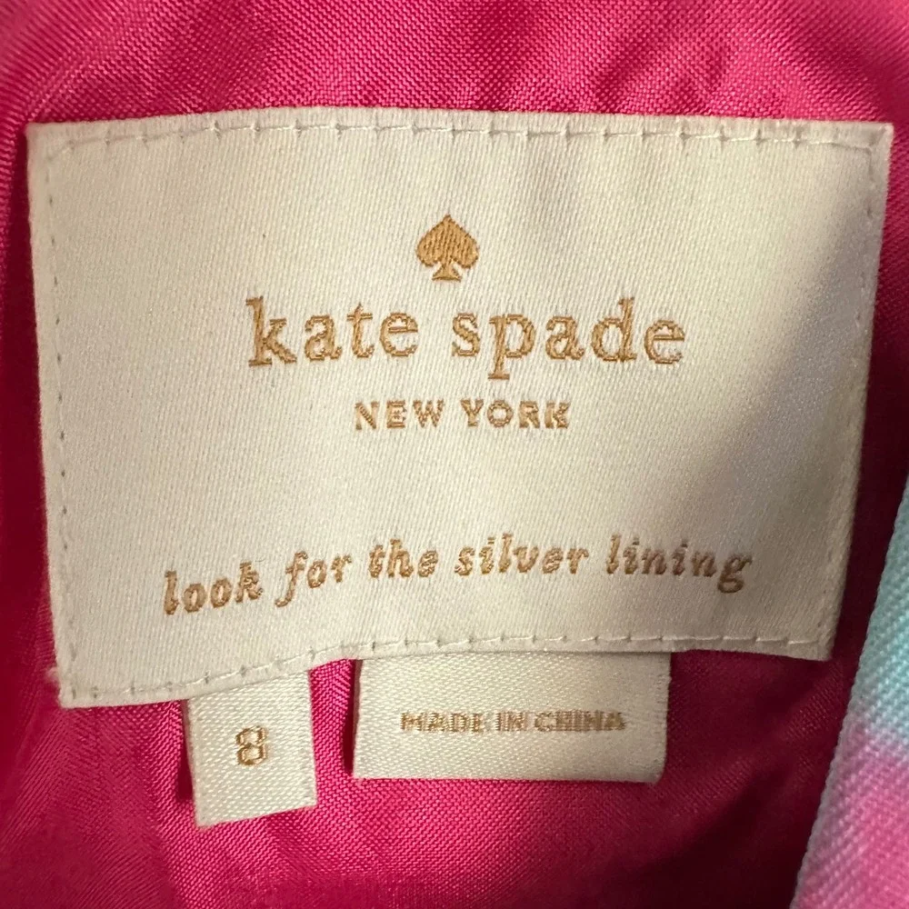 Kate Spade Sleeveless Dress Tye Dye Watercolor Print V Neck Back Zip‎ Size 8 - Picture 5 of 12